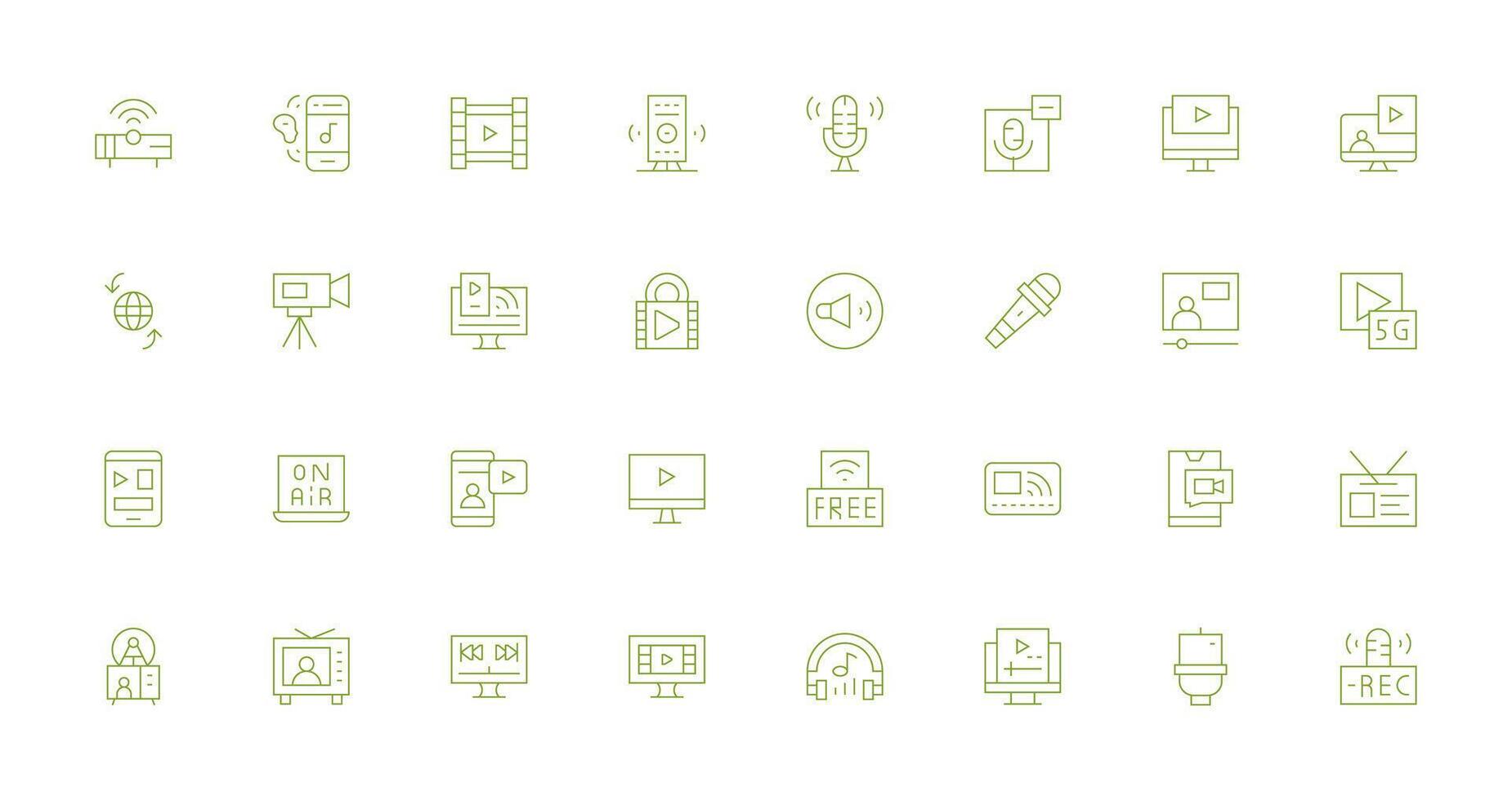 Thin Line Icons from Streaming Set with 32 Vectors Reliable Icons for All Interfaces