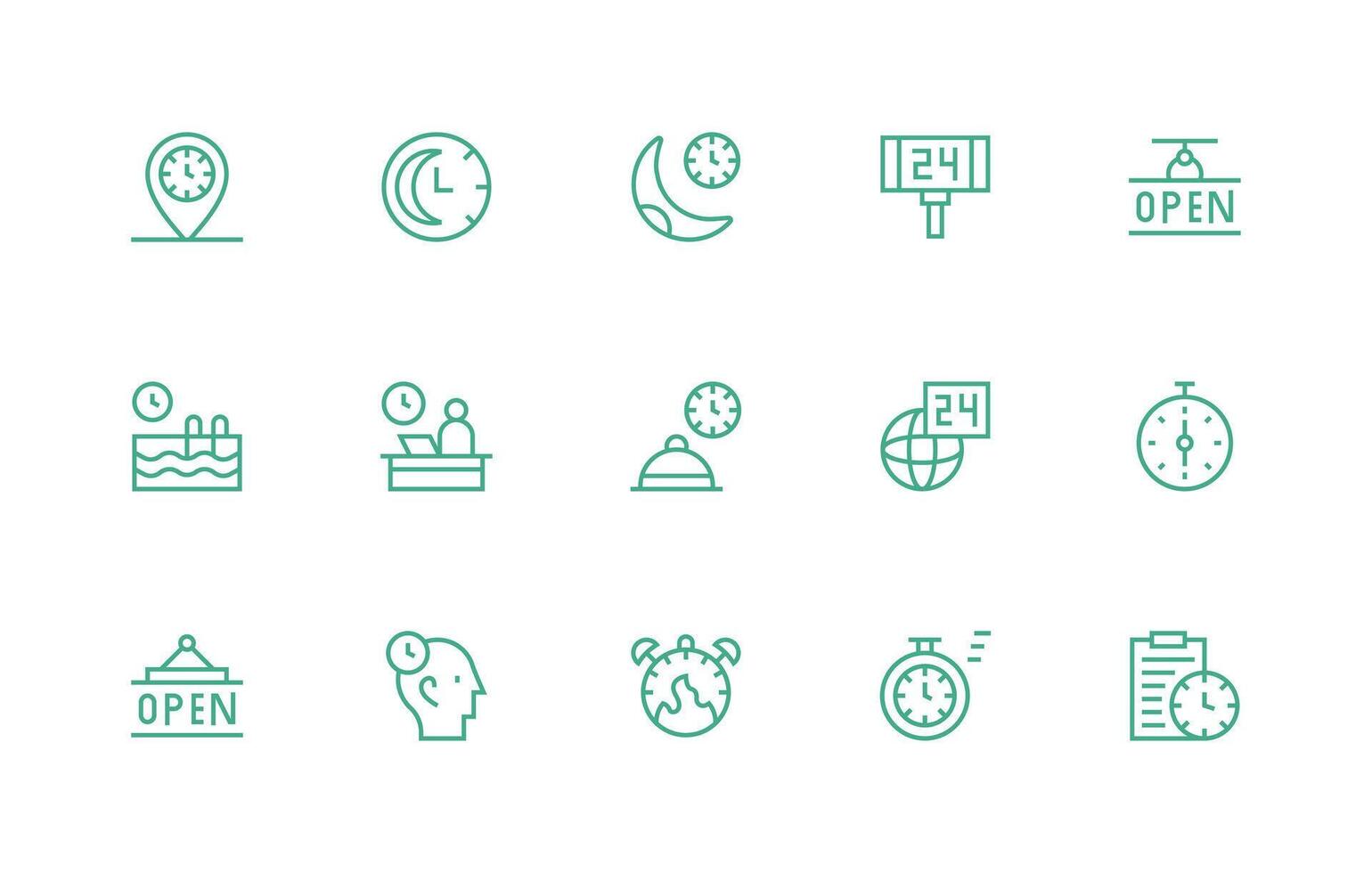 Regular Line Icons from Hours Set with 15 Vectors Neat Icon Set