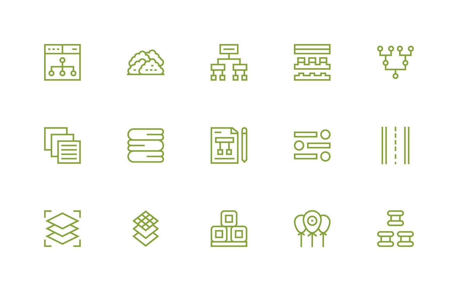 15 Regular Line Icons for Grouping Graphics Digital Icon Collection vector