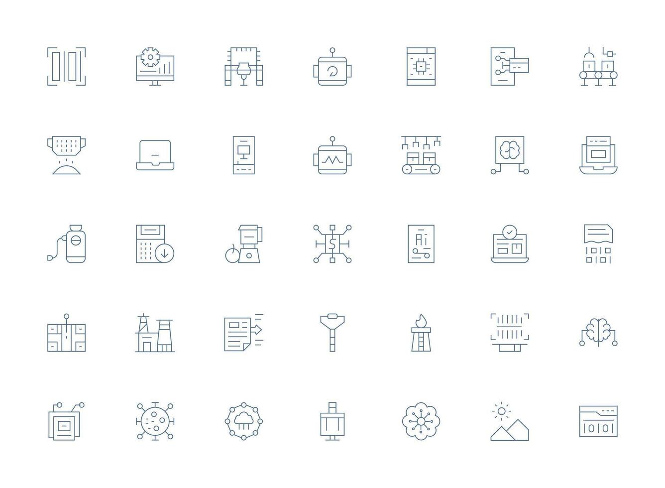 35 Light Line Style Icons from Processing Collection Customizable Icon Series for Mobile Screens vector