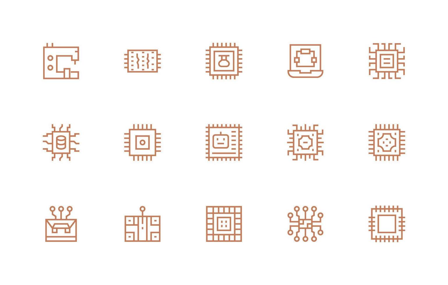 Microchip Visual Pack containing 15 Regular Line Icons Compact Icon Set vector