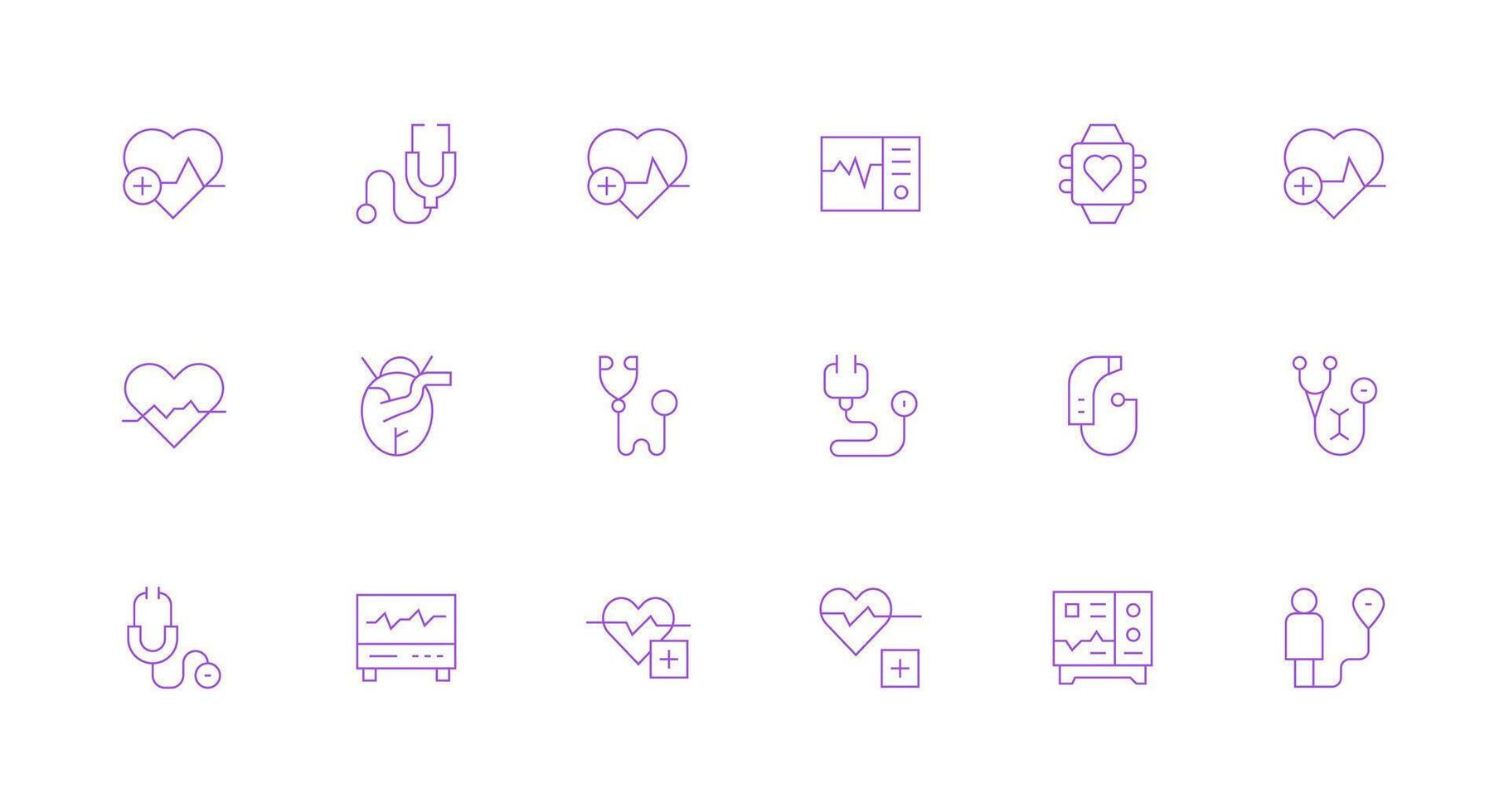 Pulse Design Icons featuring 18 in Minimal Line Style Icon Pack for Various Themes vector