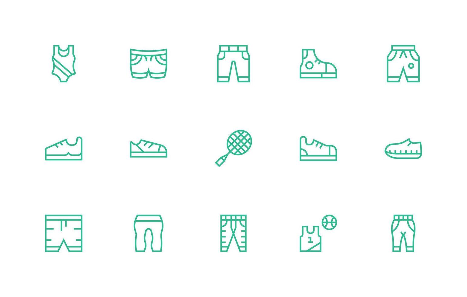 Activewear Set with 15 Regular Line Icons Multi-Style Icons for Creative Projects vector
