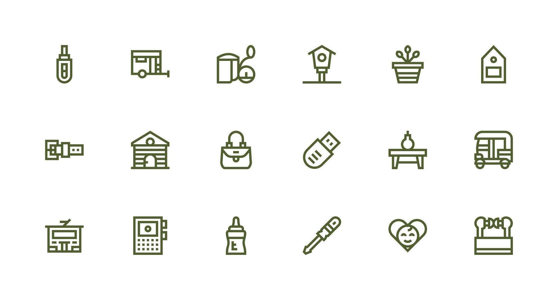 Small Design Icons featuring 18 in Strong Stroke Line Style Customizable Icon Series for Mobile Screens vector