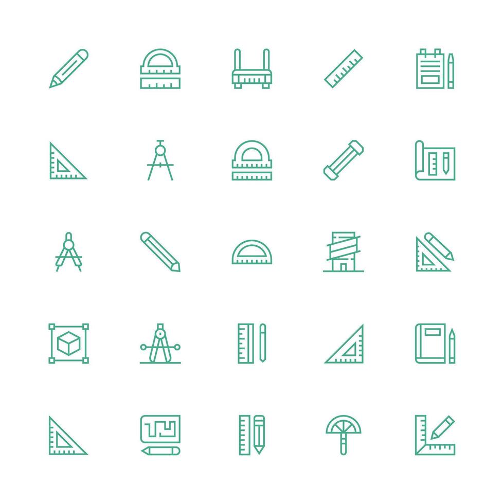 25 Medium Stroke Outline Vectors for Drafting Theme Minimal Icon Set for Interface Projects