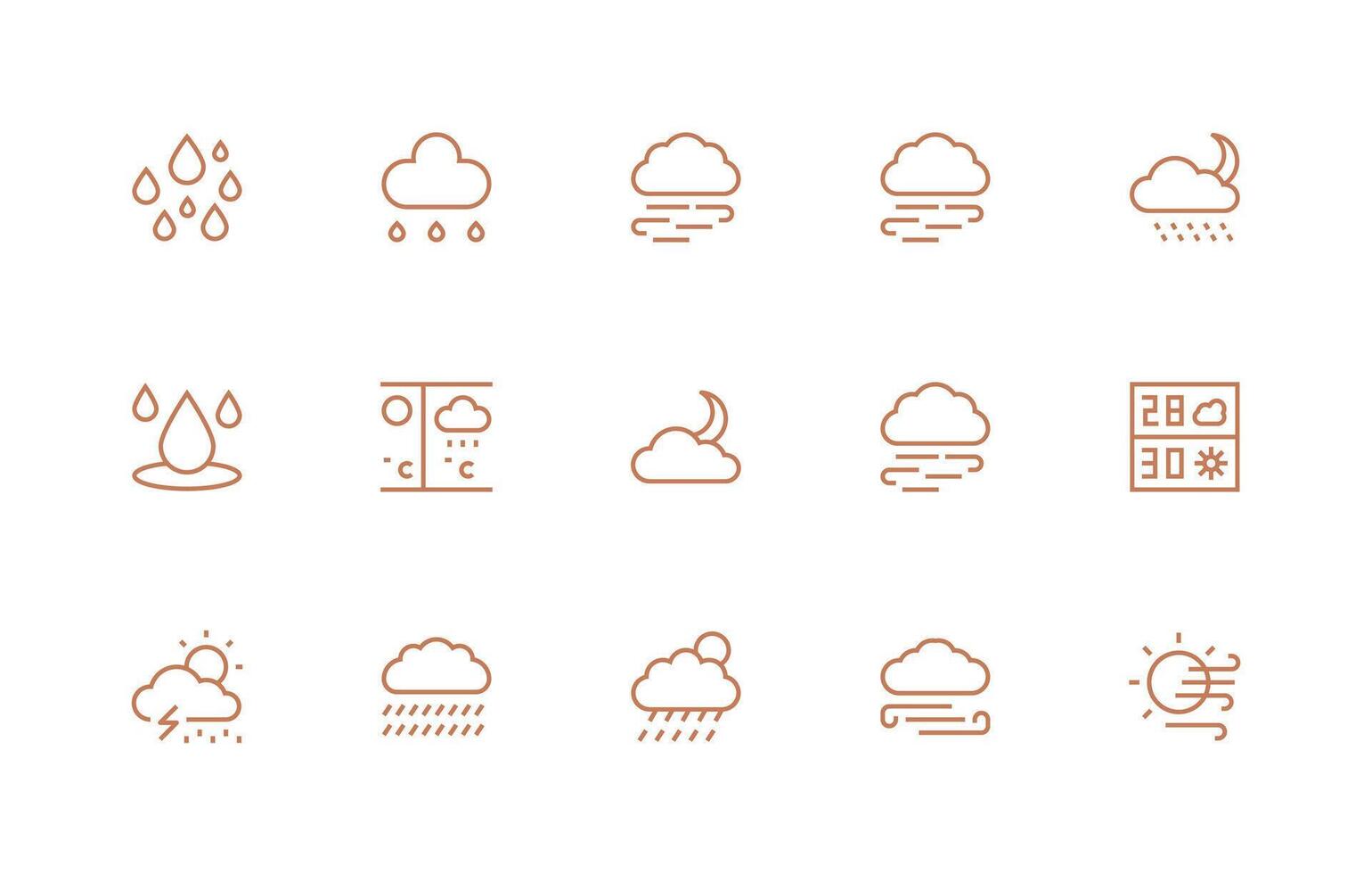 Cloudy featuring 15 Icons in Regular Line Design App Icon Pack vector