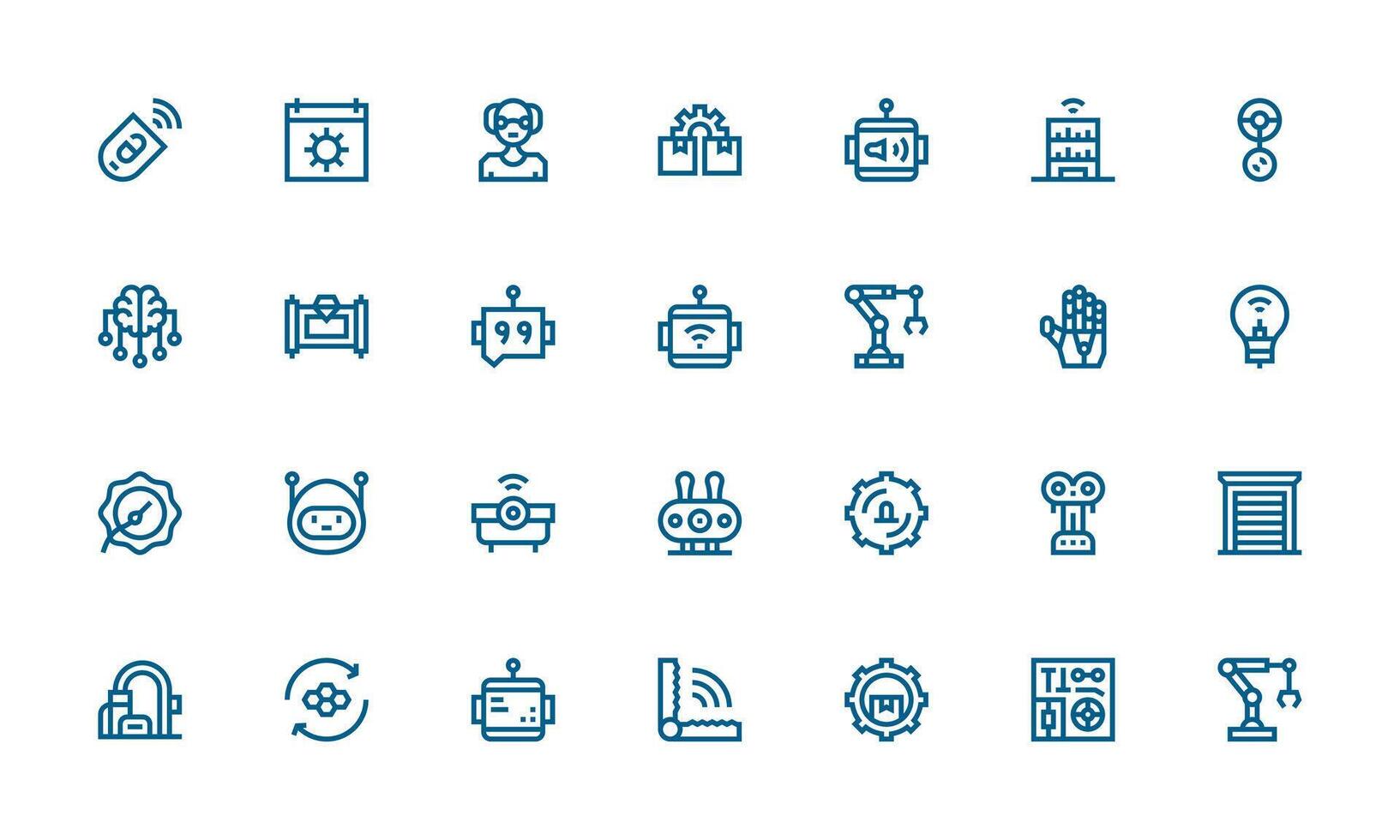 Automation Icon Set with 28 Bold Line Graphics Full Icon Library for UI Designers vector
