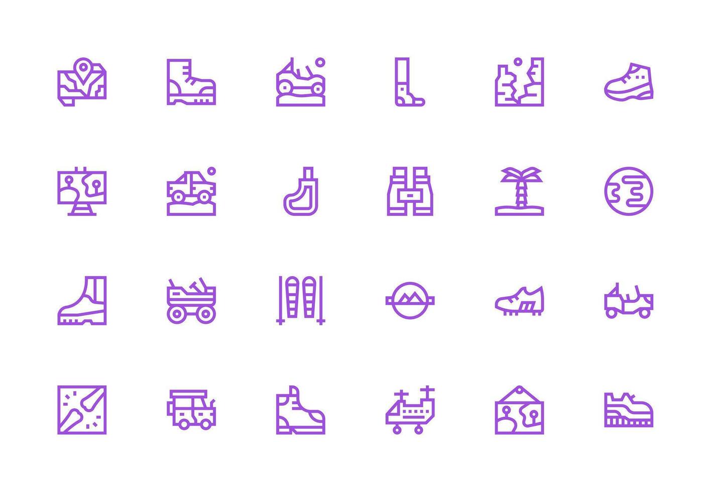 Terrain Icon Set with 24 Thick Line Line Graphics Multi-Style Icon Collection vector