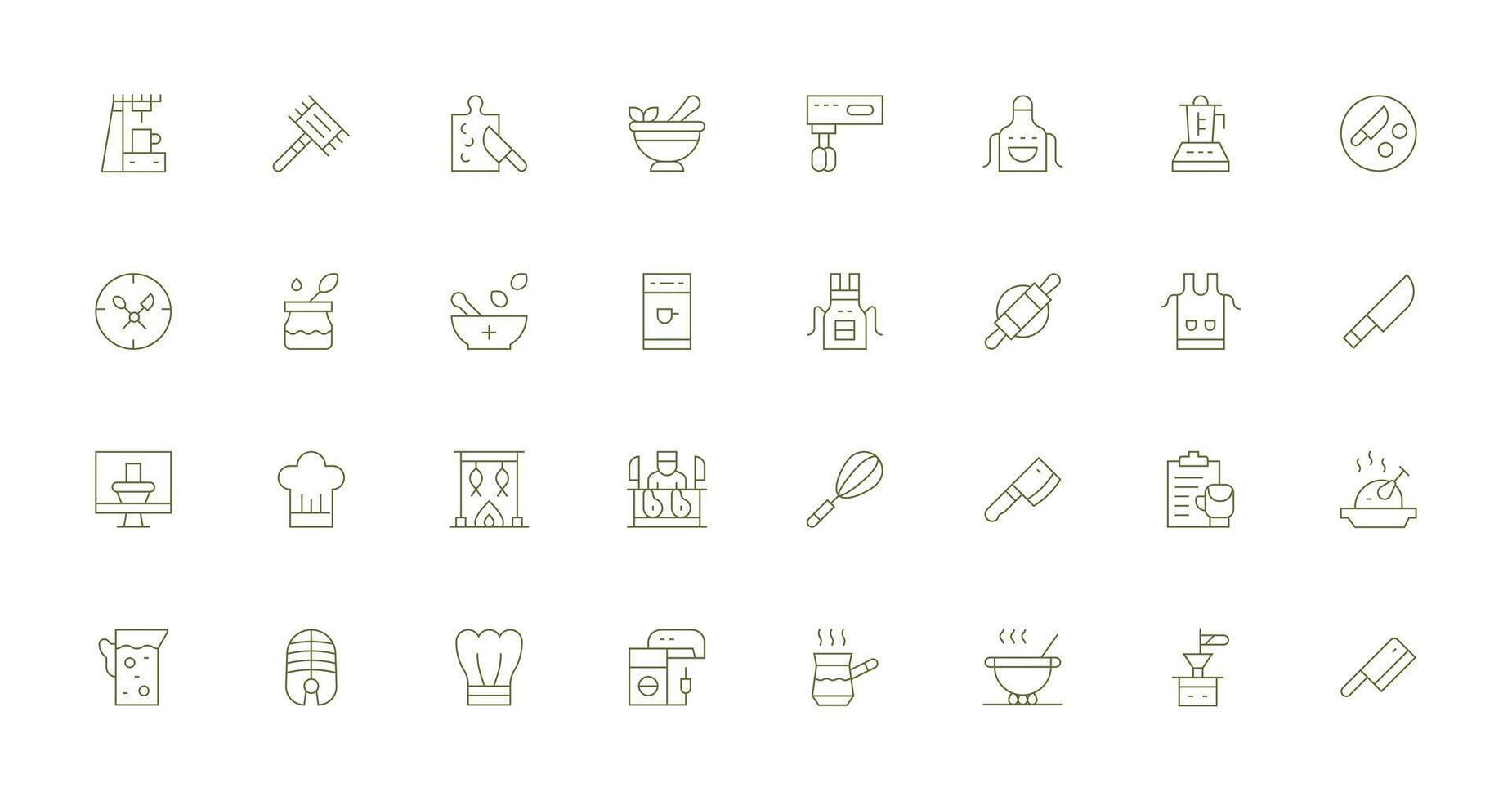 Thin Line Icons from Preparation Set with 32 Vectors Simplified Icon Pack for Visual Tools