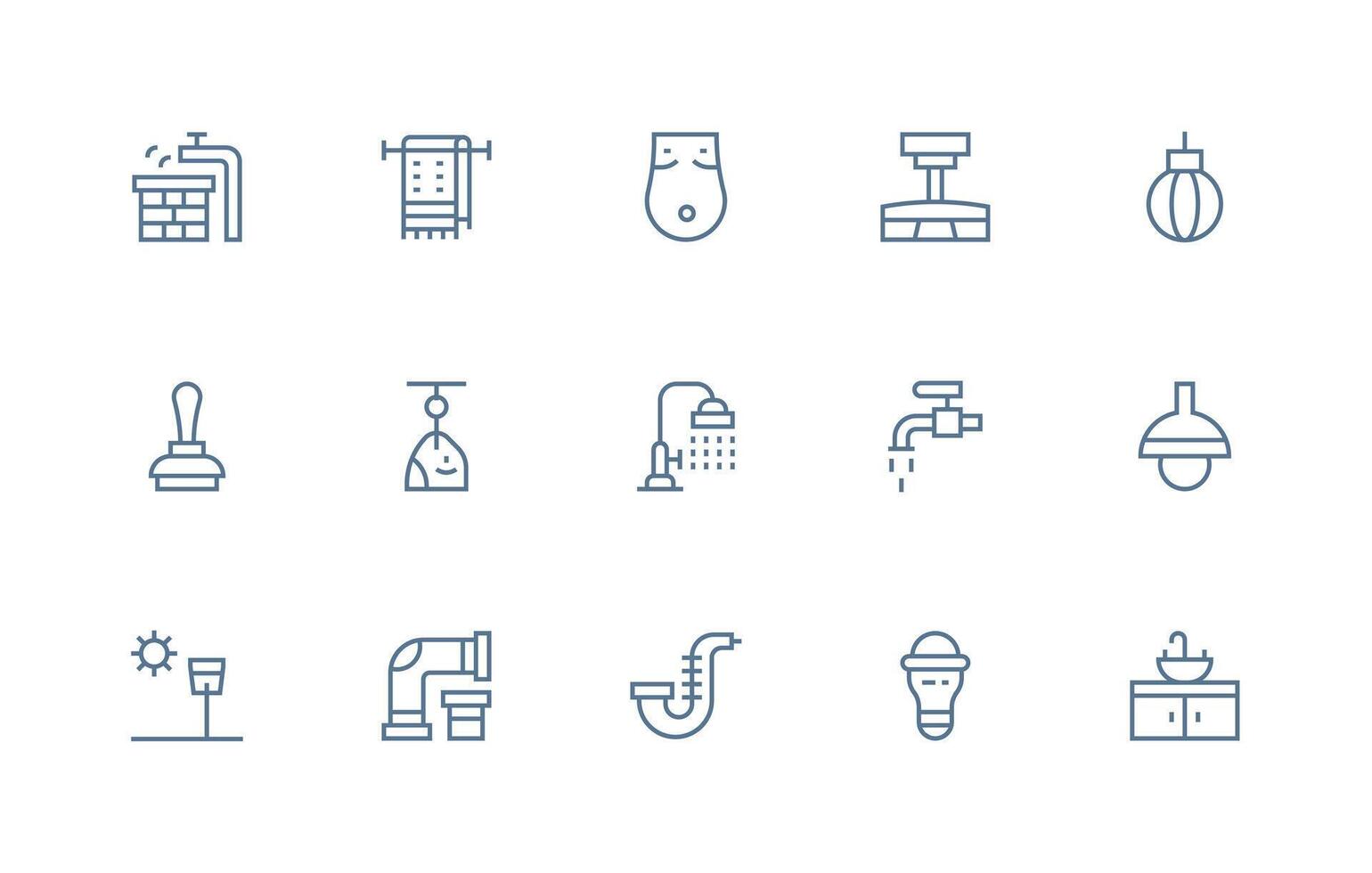 15 Icons for Fixture in Regular Line Format Fully Editable Icon Set for Web vector
