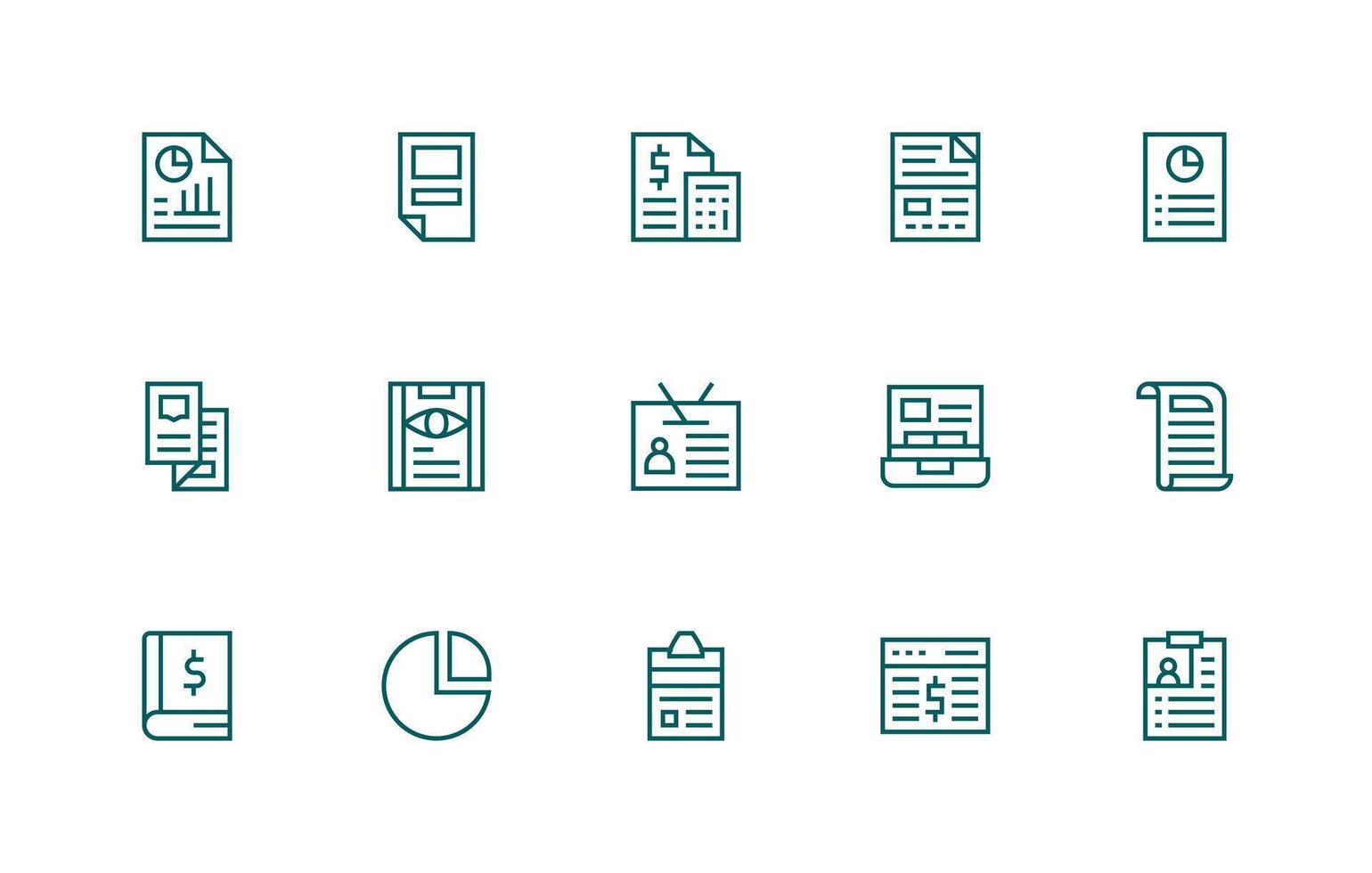 Summary Set with 15 Regular Line Icons Flexible Icon System for Web Interfaces vector