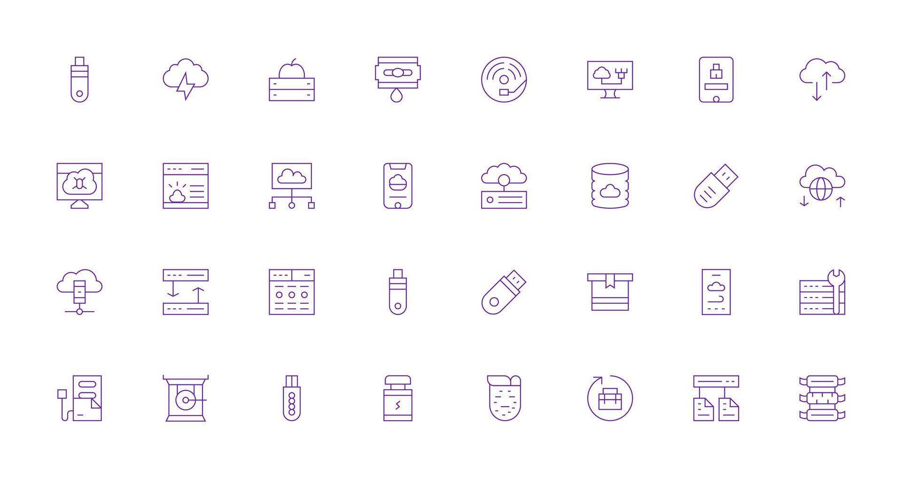 Backup Set with 32 Thin Line Icons Multi-Purpose Icon Pack for Templates vector
