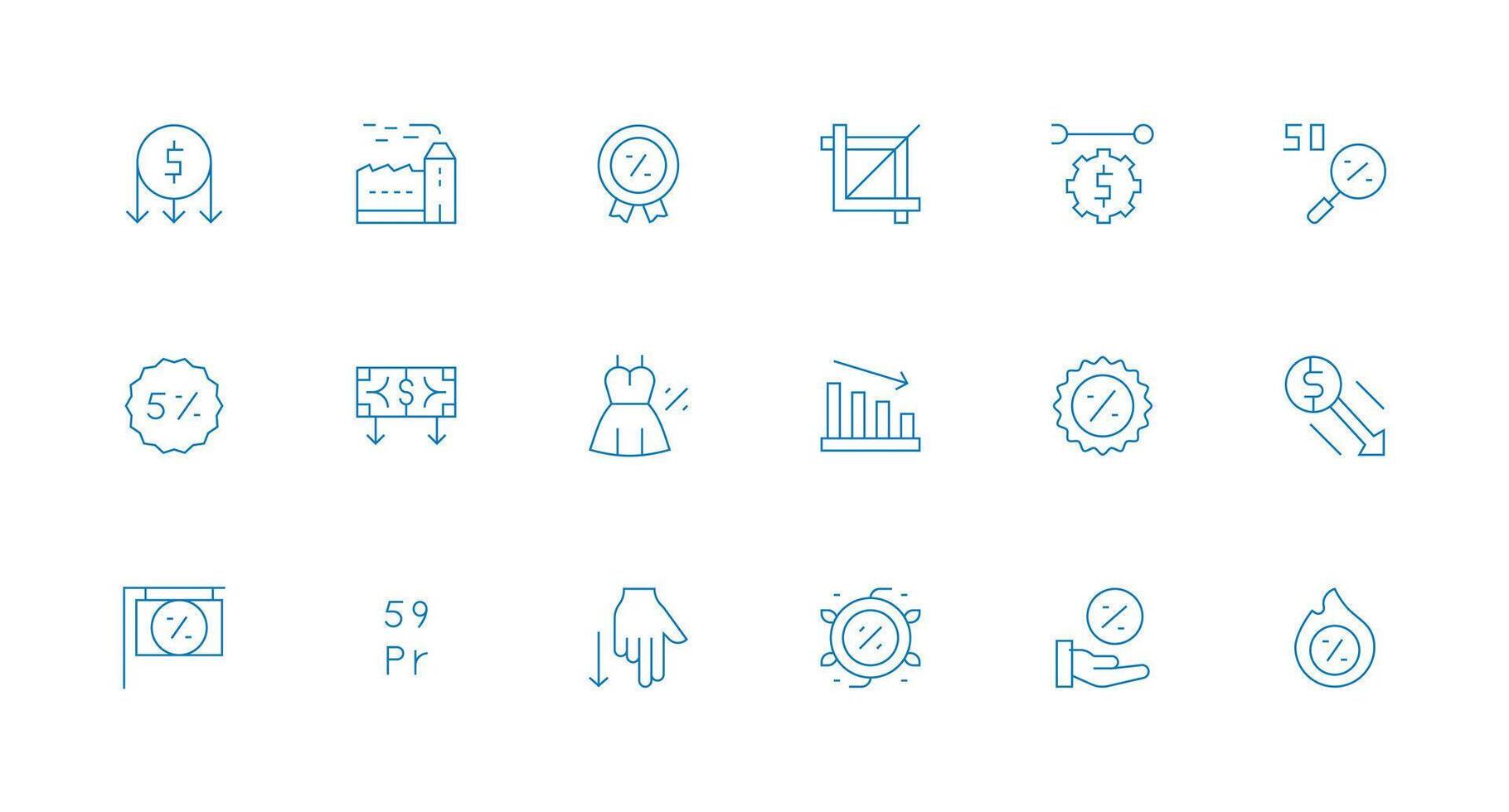 Reduction featuring 18 Icons in Minimal Line Design Scalable Icon Pack vector
