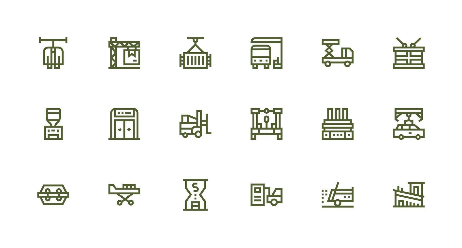 Strong Stroke Line Icons from Unloading Set with 18 Vectors Icon Set for Web