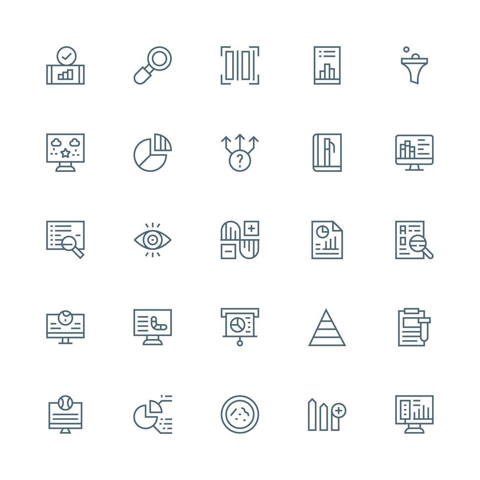 Medium Stroke Outline Icons from Data Analysis Set with 25 Vectors Flexible Icon System for Web Interfaces