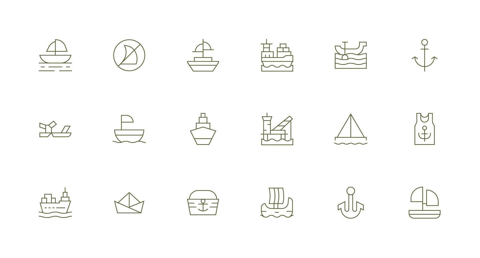 Minimal Line Style Ship Icons with 18 Vectors Clear and Concise Icon Set Collection