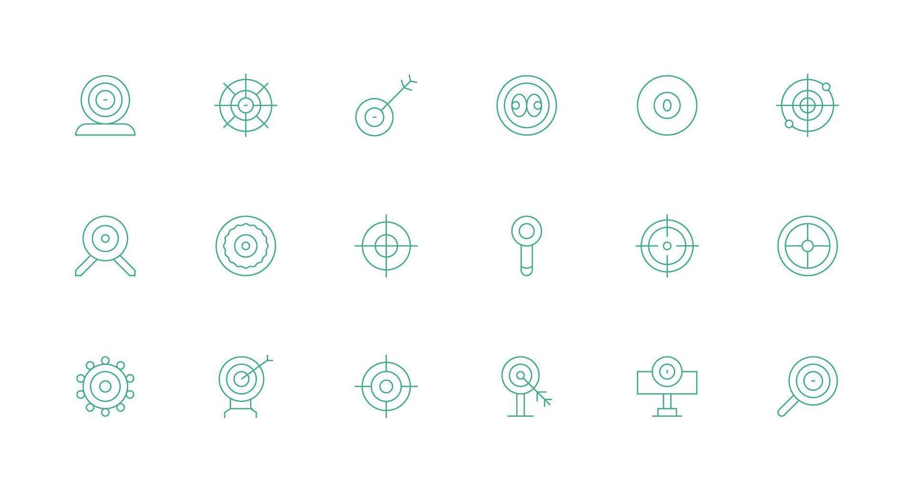 18 Minimal Line Style Icons from Bullseye Collection Minimal Icon Set for Interface Projects vector