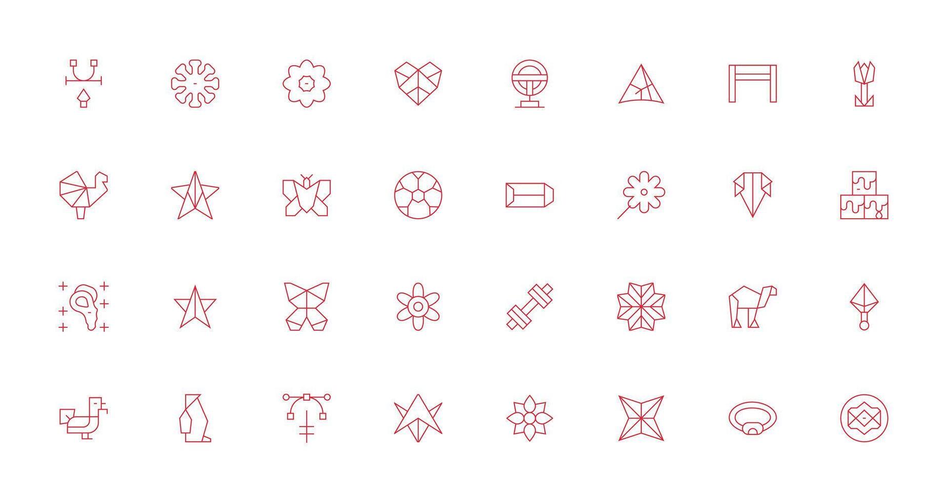 Shape Set with 32 Thin Line Icons Clean Set for Layout Prototypes vector