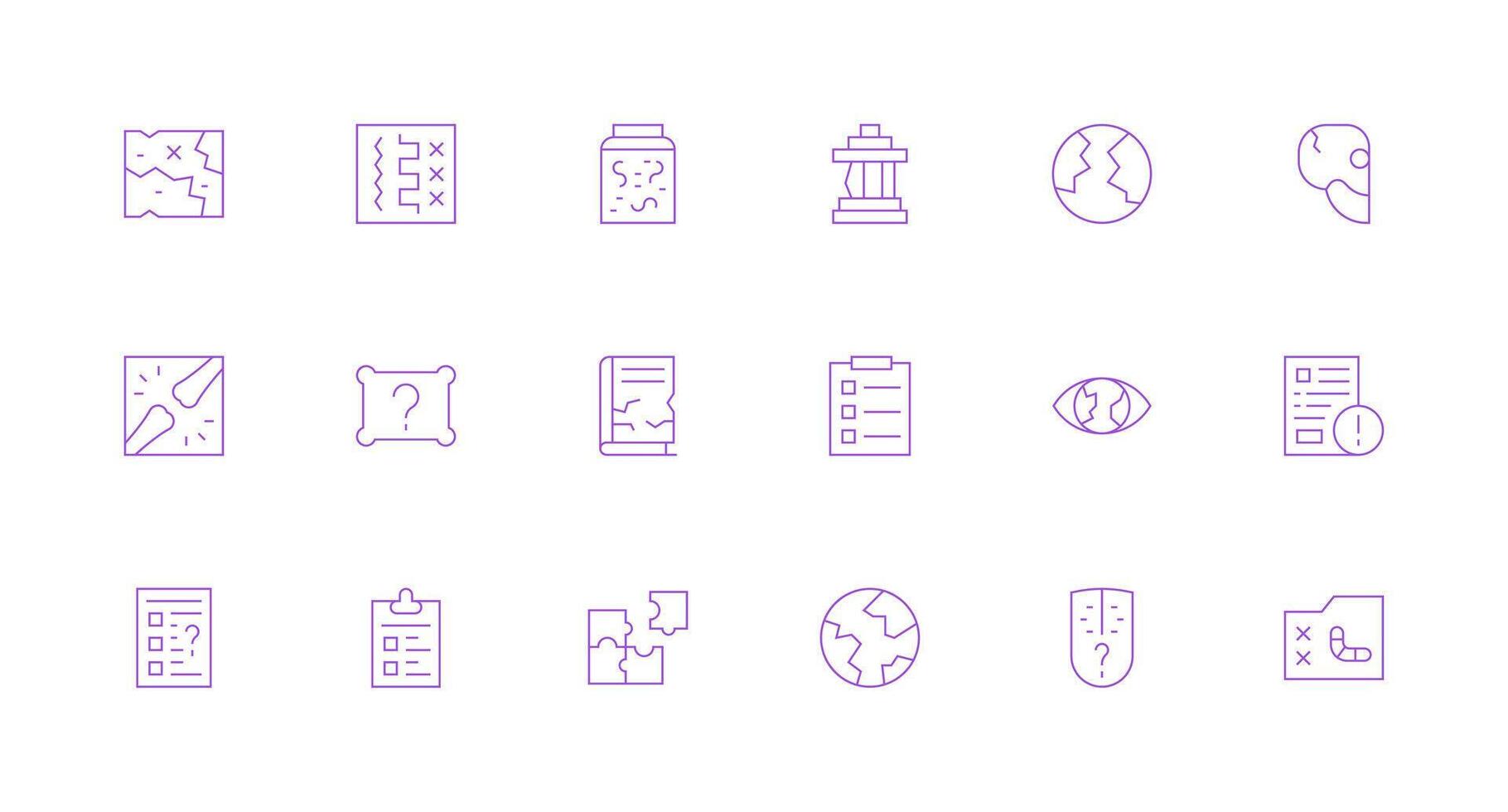18 Minimal Line Style Icons from Incomplete Collection Icon Pack for Various Themes vector