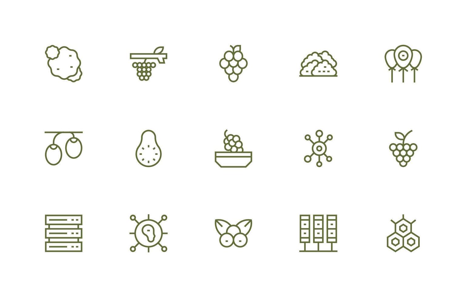 Regular Line Style Cluster Icons with 15 Vectors Neutral Style Icons for Any Project
