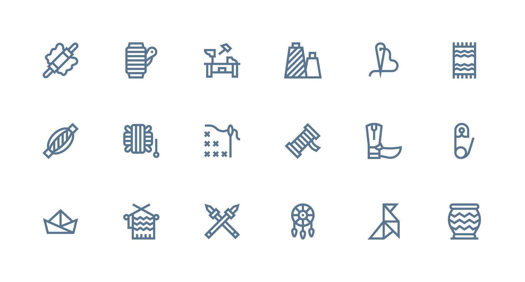 Strong Stroke Line Icons from Handmade Set with 18 Vectors Sharp Icons for Presentations