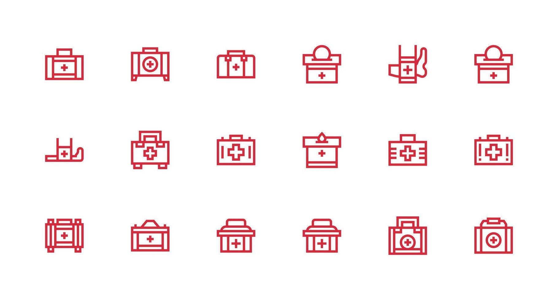 Bandages Set with 18 Strong Stroke Line Icons Scalable Icons for Cross-Platform Interfaces vector