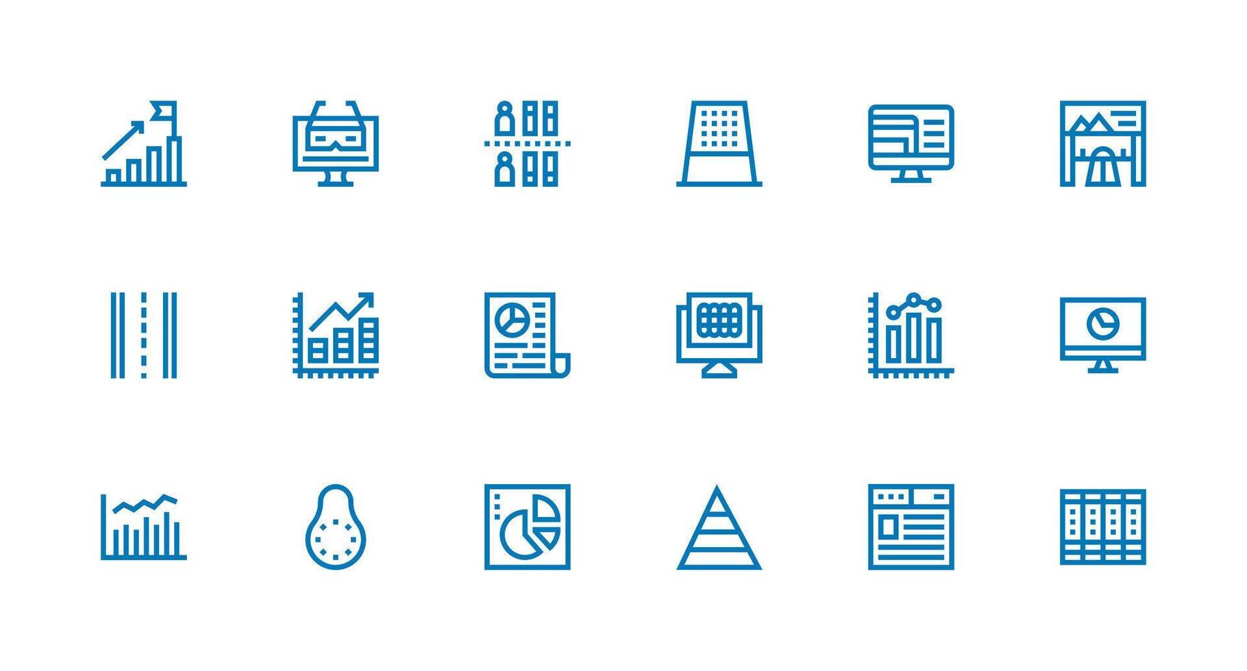 18 Data Visualization Icons in Strong Stroke Line Aesthetic Interface Icon Collection for Daily Projects vector