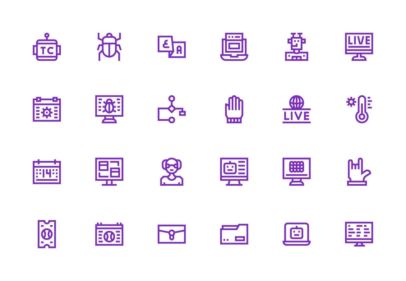 Thick Line Line Icons from Program Set with 24 Vectors Simplified Icon Pack for Visual Tools