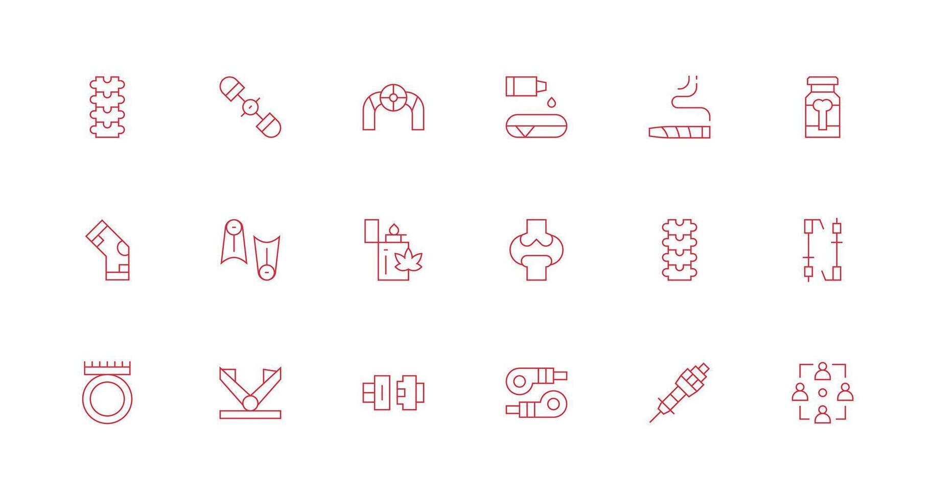 18 Icons for Joint in Minimal Line Format Simplified Icon Pack for Visual Tools vector