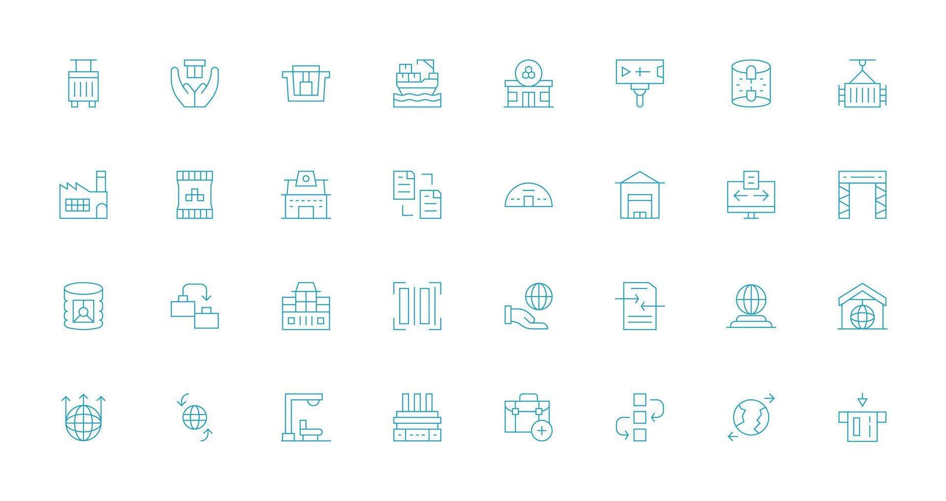 Import Icon Set with 32 Thin Line Graphics Web and App Icon Pack Collection vector