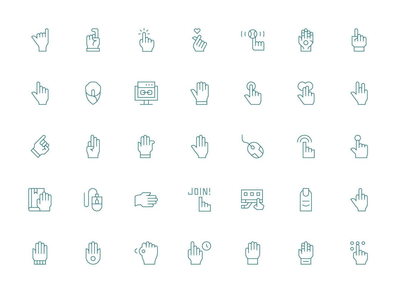 Light Line Style Click Icons with 35 Vectors Line Icon Collection