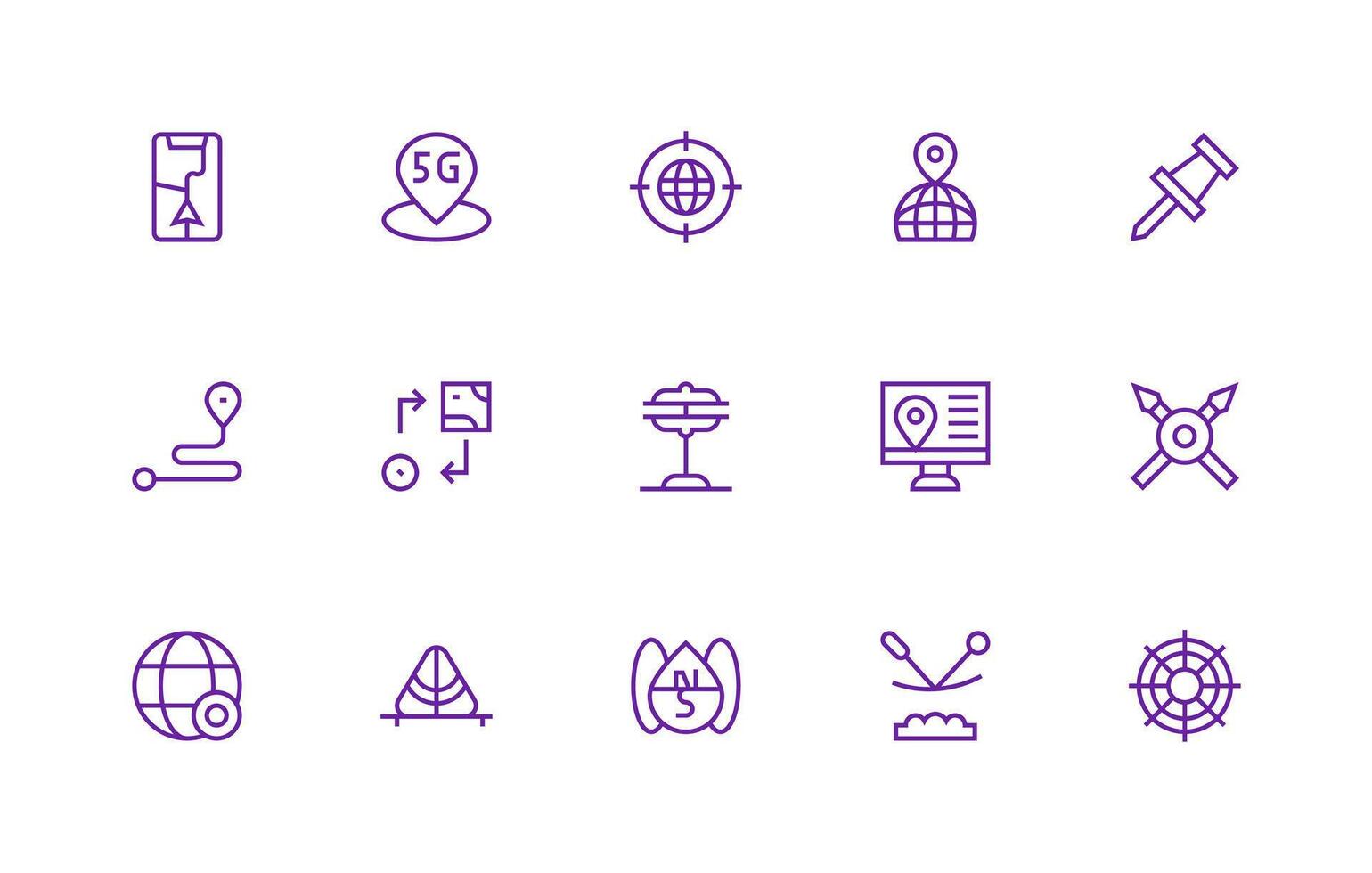 Positioning Icon Set with 15 Regular Line Graphics Icon Set for Projects vector