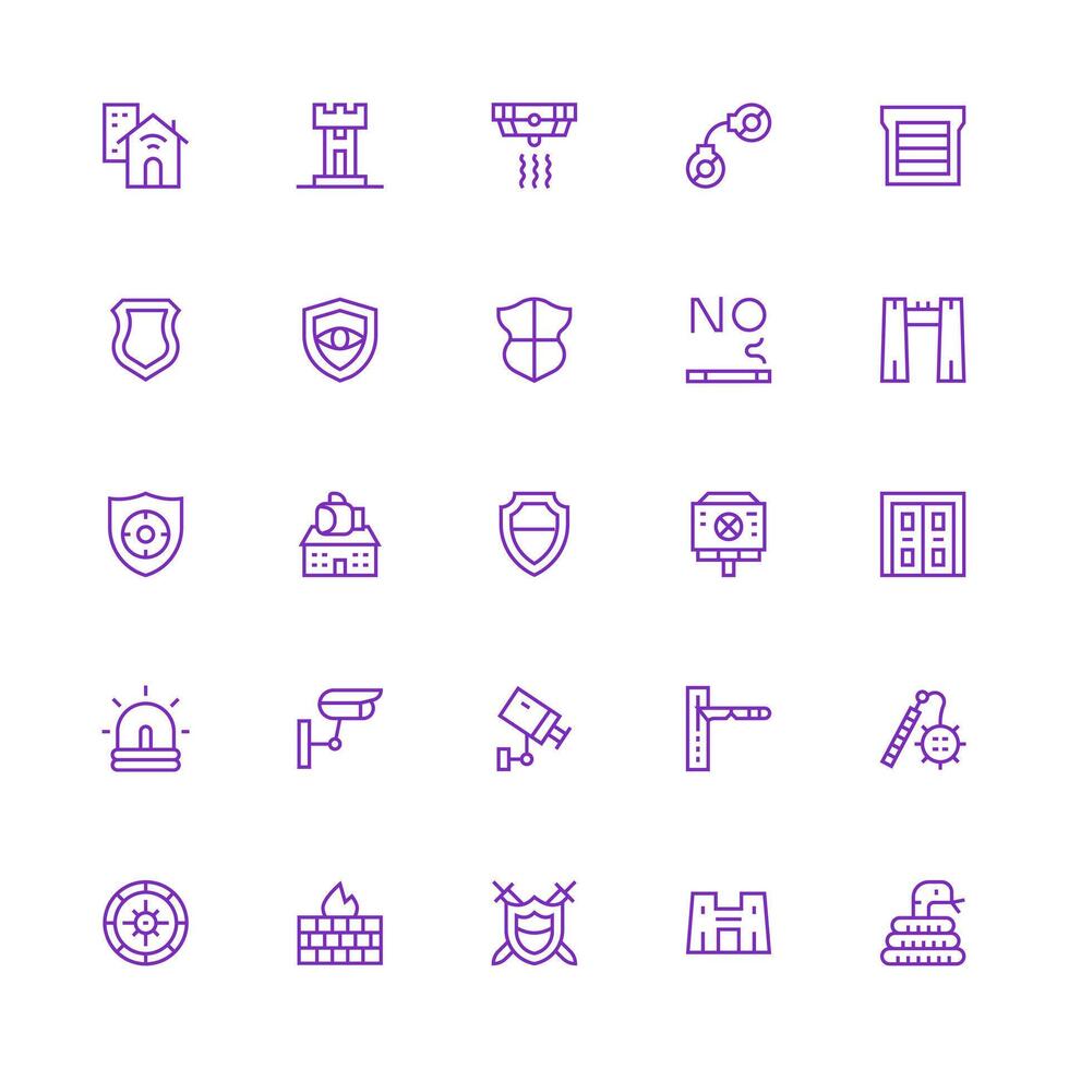 Security System Visual Pack containing 25 Medium Stroke Outline Icons Web and App Icon Pack Collection vector