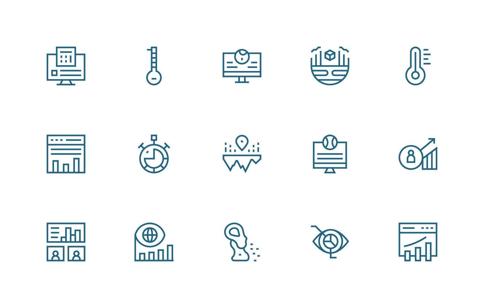 Regular Line Icons from Analytics Set with 15 Vectors Icon Pack