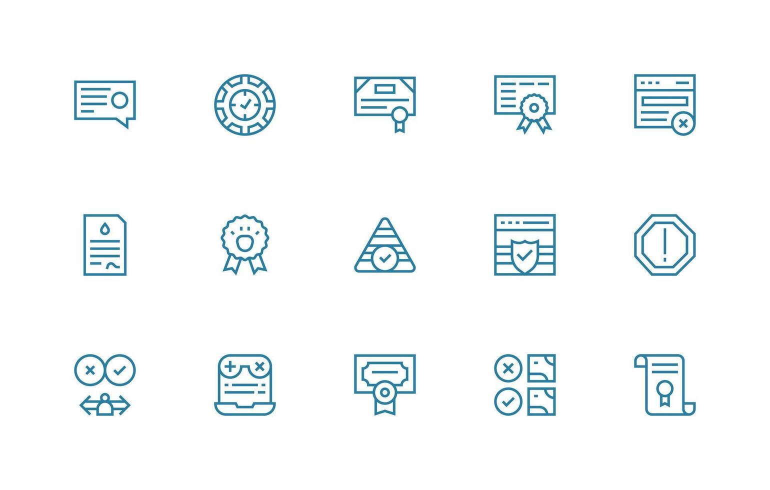 Validation Design Icons featuring 15 in Regular Line Style Clean Set for Layout Prototypes vector