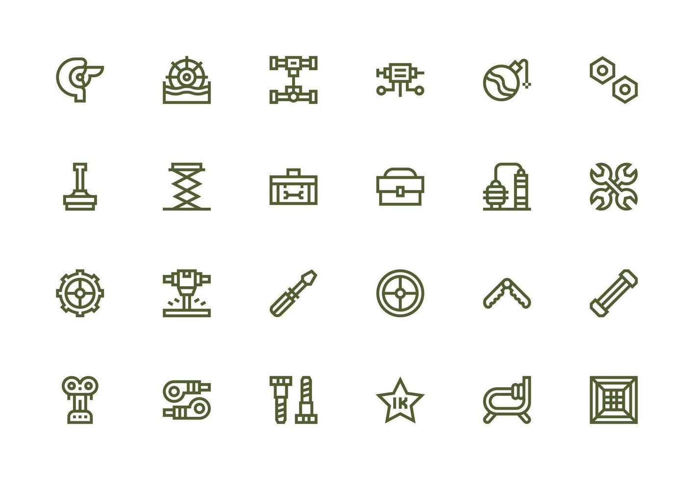 Thick Line Line Icons from Mechanical Set with 24 Vectors Reliable Icons for All Interfaces