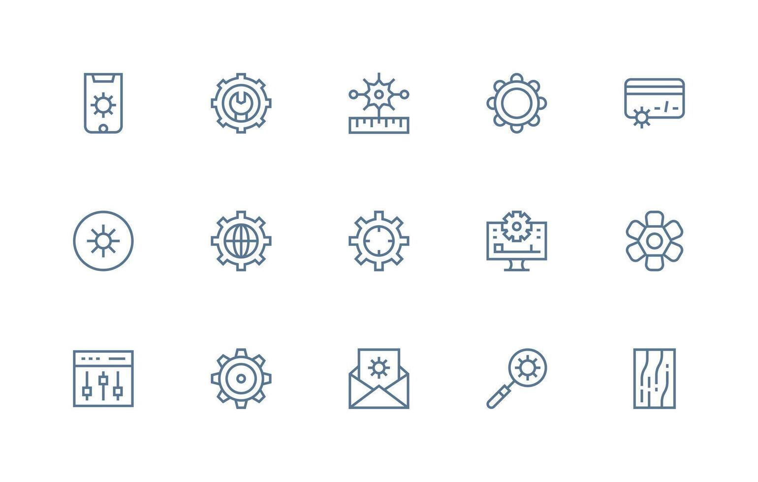 15 parámetros íconos en regular línea estético profesional icono conjunto vector