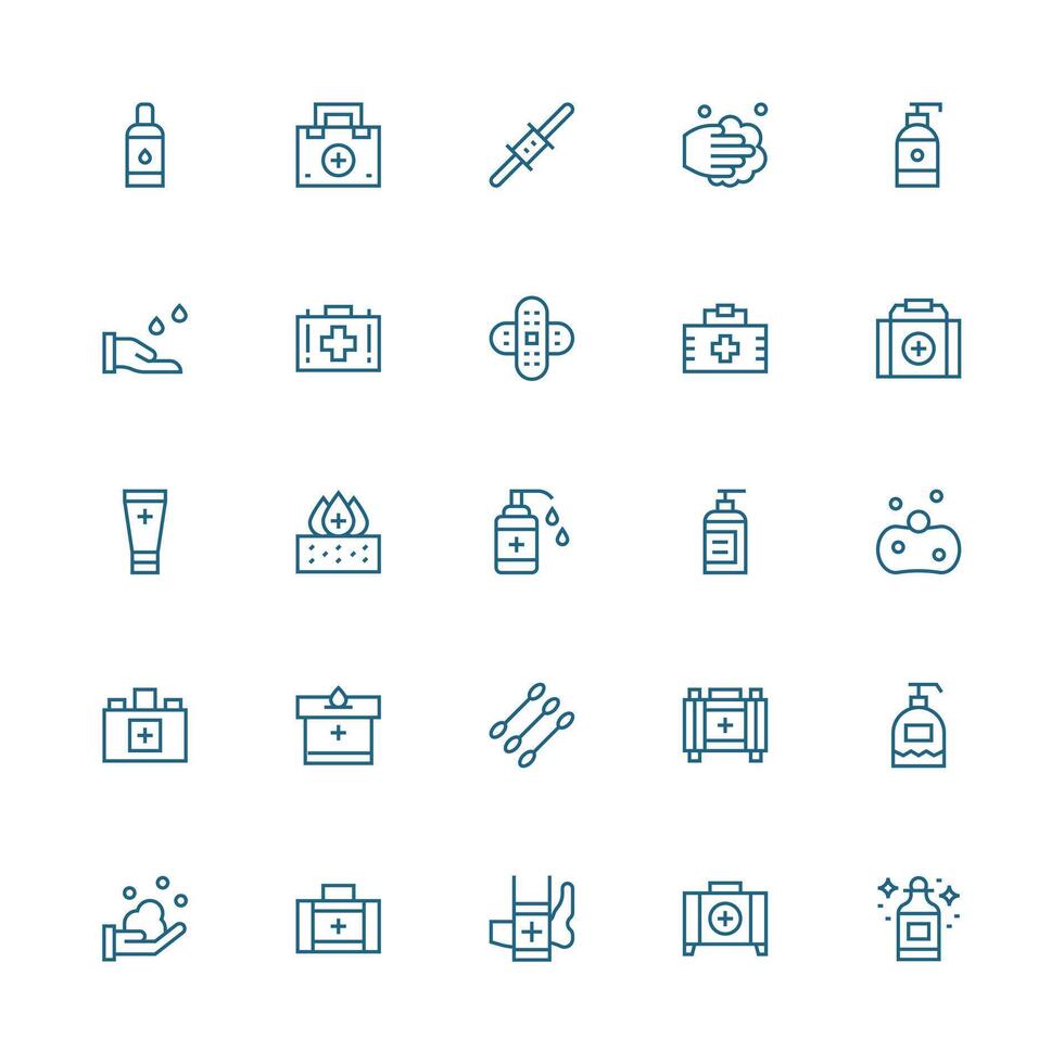 25 Icons for Antiseptic in Medium Stroke Outline Format Core Icon Collection for Daily Tasks vector
