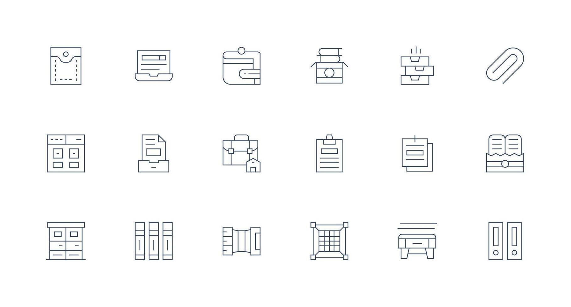 presentación conjunto con 18 mínimo línea íconos completar icono haz para web diseño vector