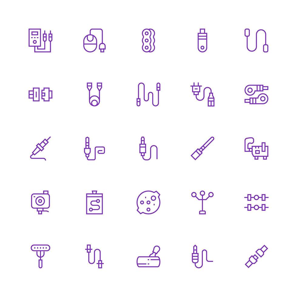 25 Icons for Connector in Medium Stroke Outline Format Clean Icon Collection for Web Use vector