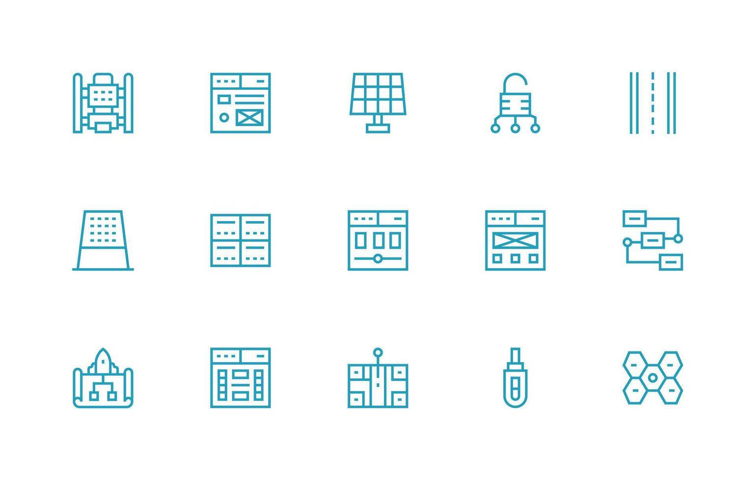 módulo incluso 15 regular línea ilustraciones ui icono conjunto vector