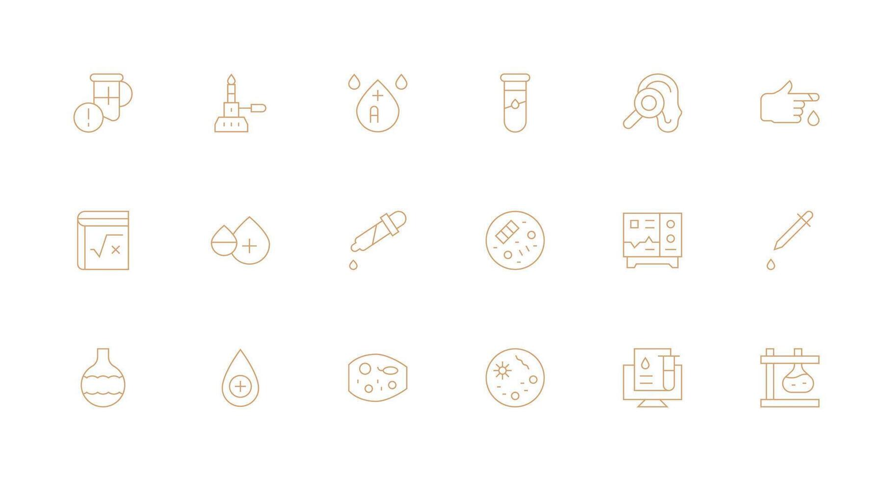 18 Icons for Test in Minimal Line Format Web Icon Collection vector