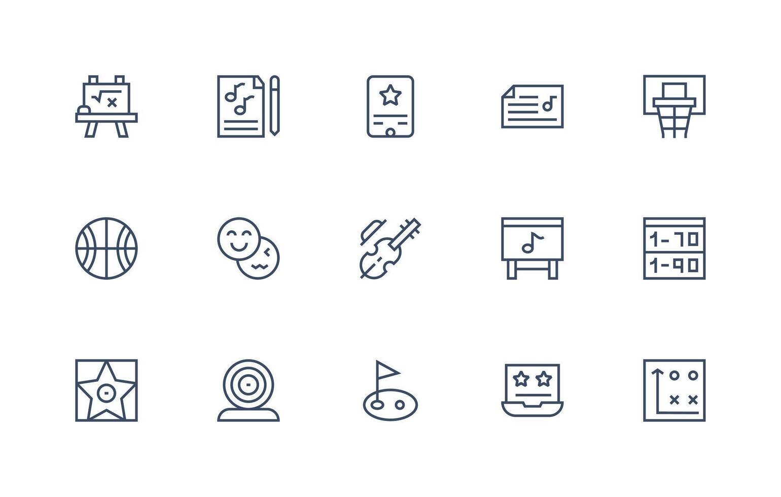 Score Icon Collection with 15 Regular Line Designs Core Icon Collection for Daily Tasks vector