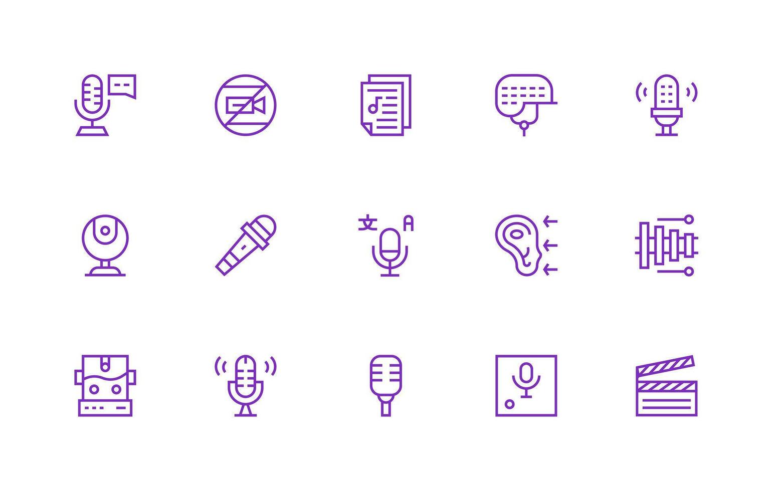 Regular Line Style Recording Icons with 15 Vectors High-Resolution Icons for Any Platform