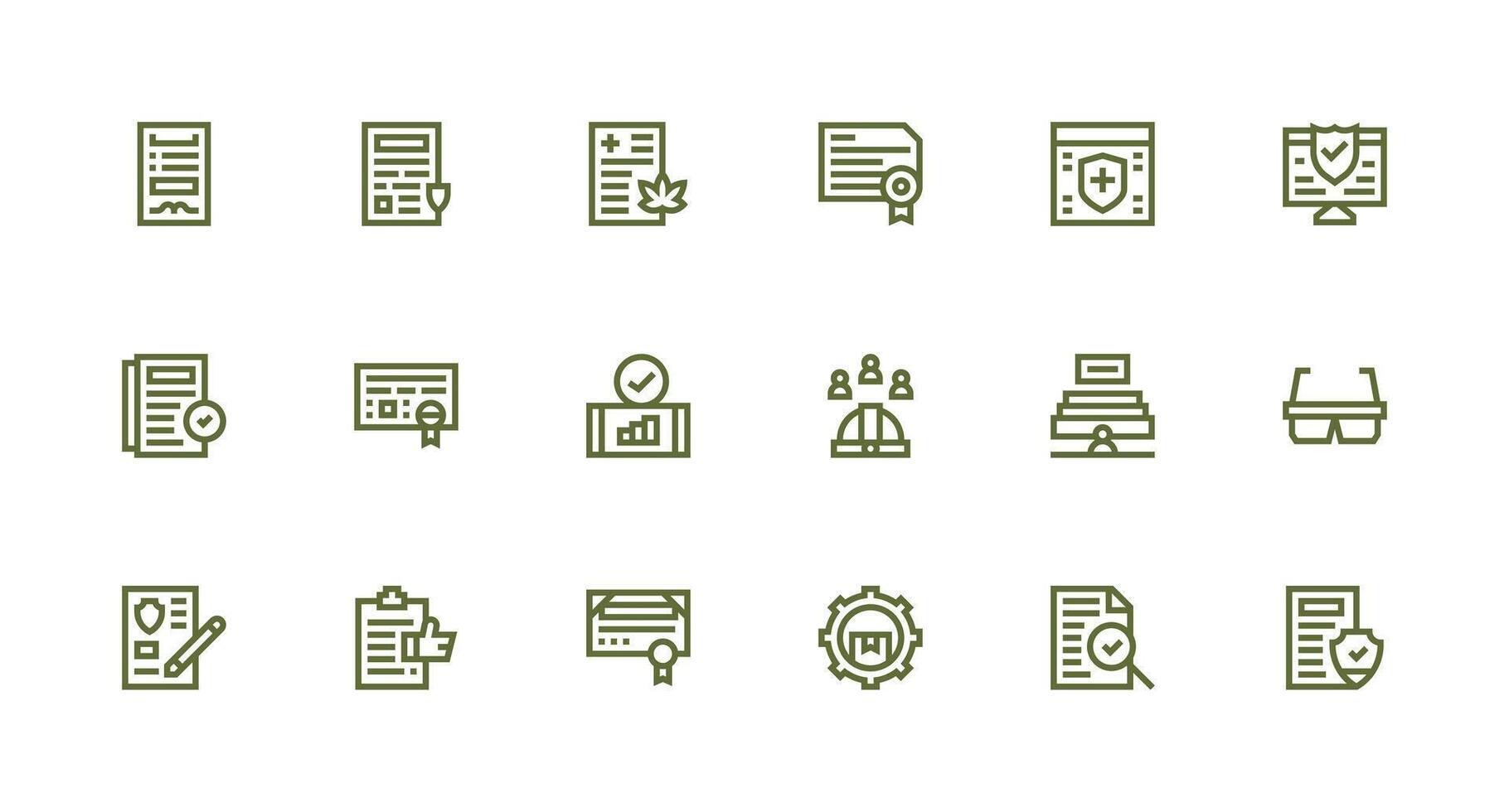 Compliance Icon Set with 18 Strong Stroke Line Graphics Web and App Icon Pack Collection vector