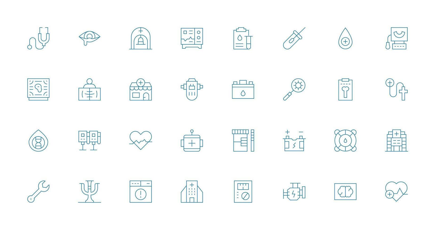 32 Thin Line Vectors for Diagnostic Theme Icon Pack for UI