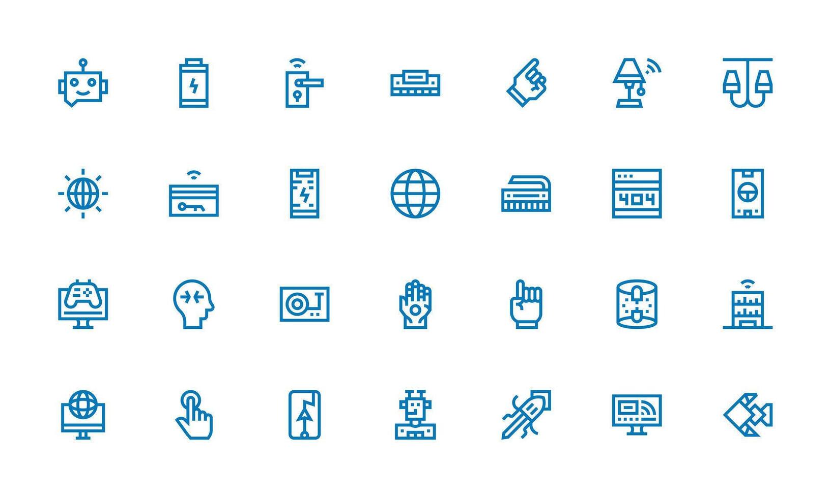 Technology Icon Set with 28 Bold Line Graphics Universal Icon Pack vector