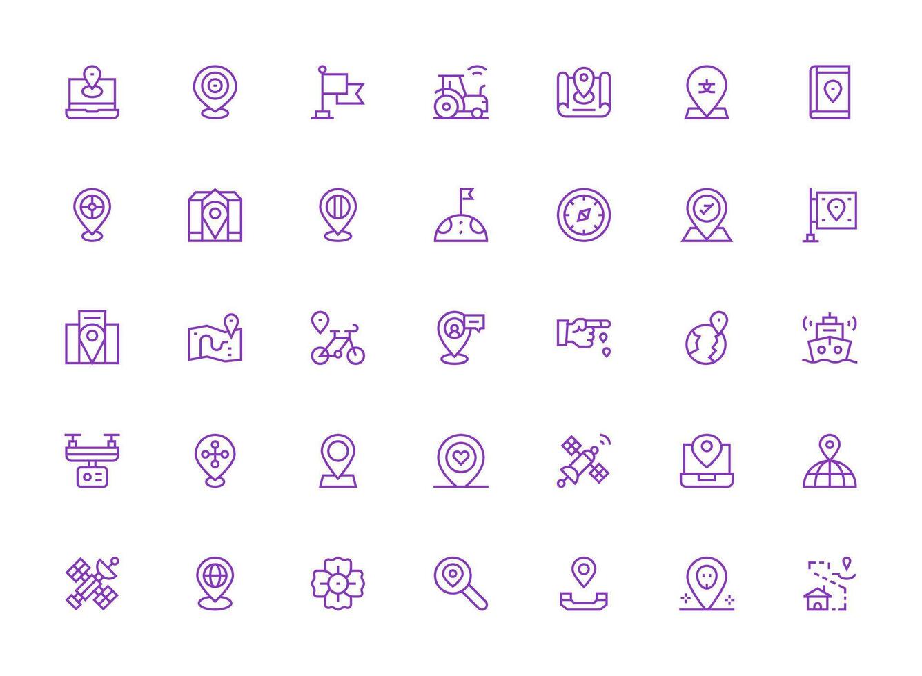 Gps Icon Set with 35 Regular Clean Line Graphics Professional Icon Set vector