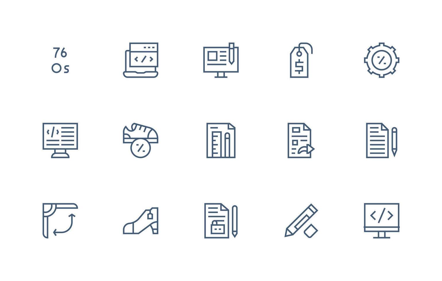 15 Icons for Markup in Regular Line Format Display Icon Pack vector