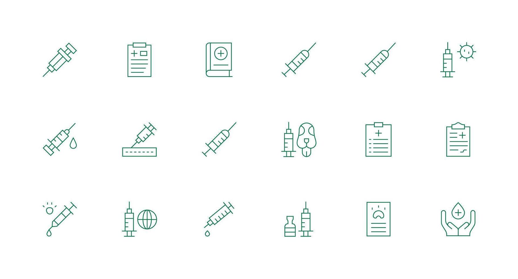 18 Minimal Line Style Icons from Immunization Collection All Device Compatible Icon Set vector